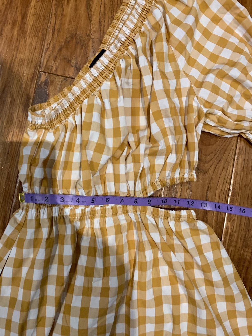 Who What Wear Off-Shoulder Yellow Gingham Midi Dress - Picture 11 of 15